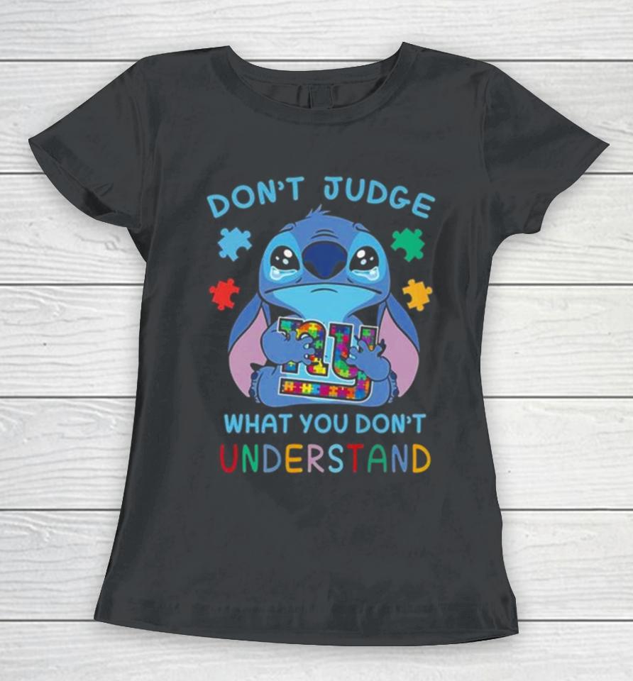 Stitch New York Giants Autism Awareness Don’t Judge What You Don’t Understand Women T-Shirt