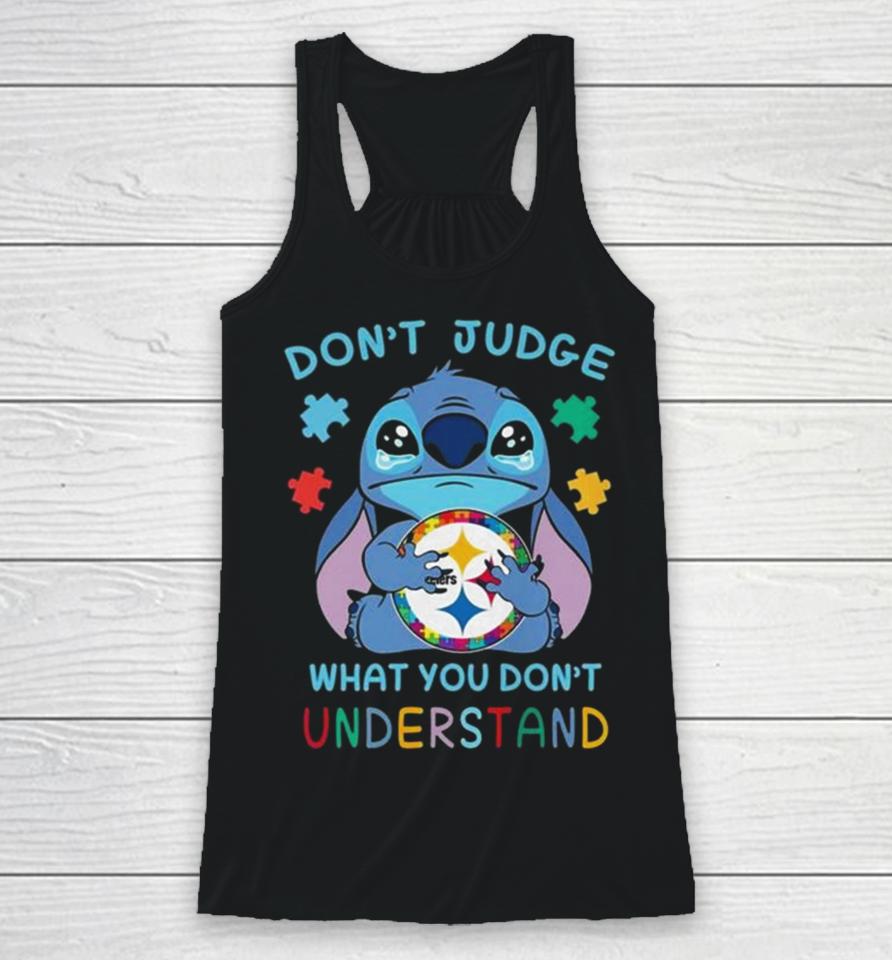 Stitch Pittsburgh Steelers Autism Awareness Don’t Judge What You Don’t Understand Racerback Tank