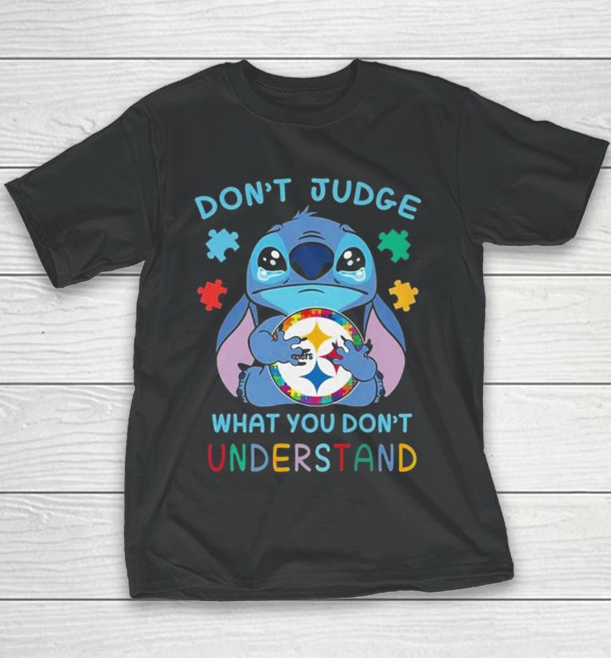 Stitch Pittsburgh Steelers Autism Awareness Don’t Judge What You Don’t Understand Youth T-Shirt