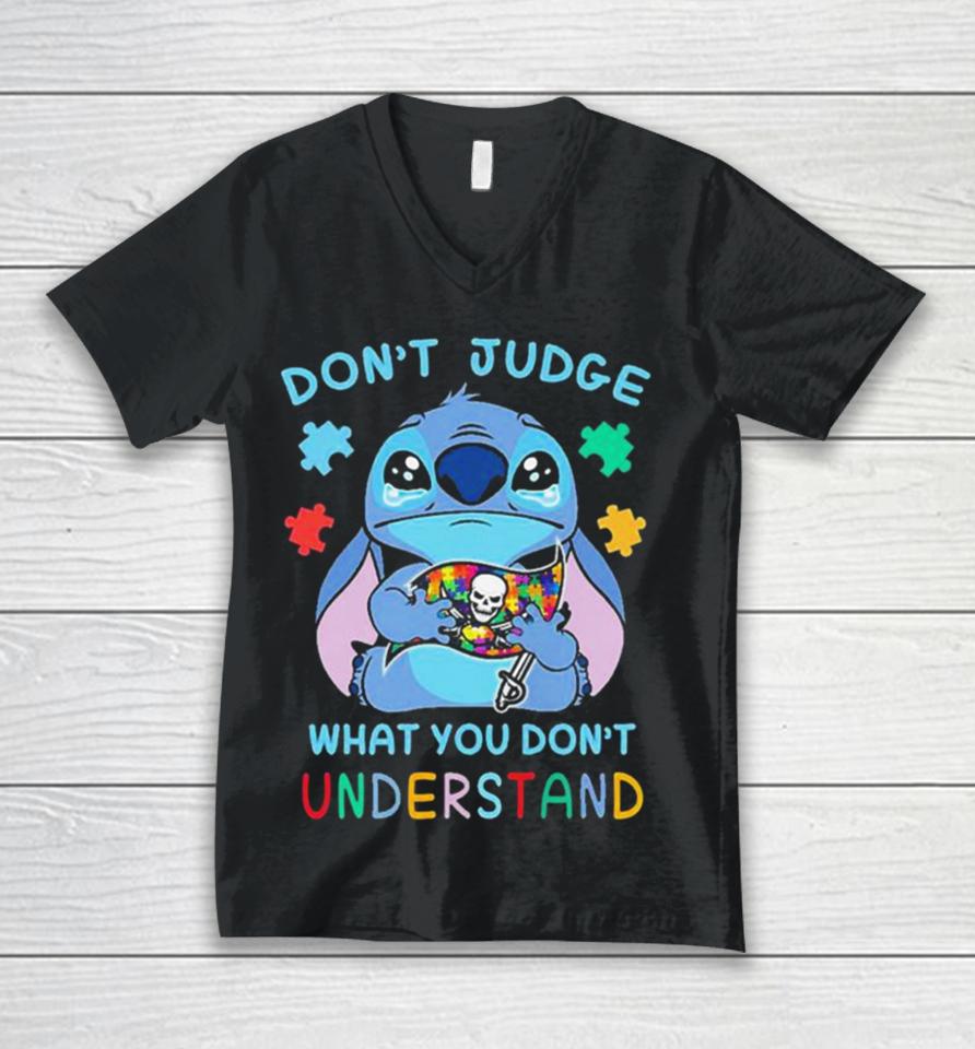 Stitch Tampa Bay Buccaneers Nfl Don’t Judge What You Don’t Understand Unisex V-Neck T-Shirt