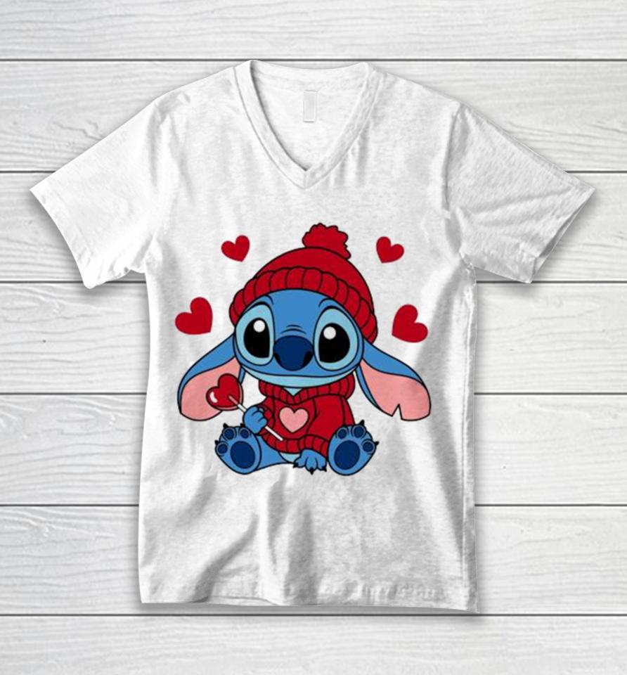 Stitch Valentine Candy Heart 2024 Unisex V-Neck T-Shirt