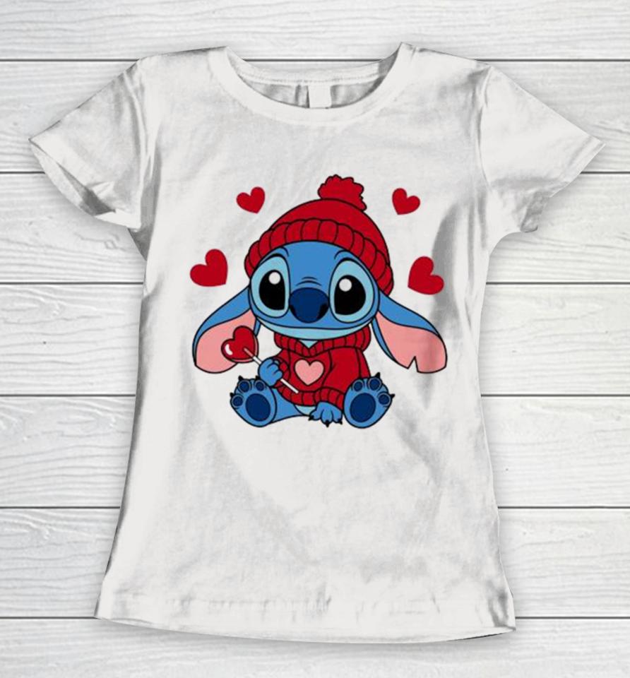 Stitch Valentine Candy Heart 2024 Women T-Shirt