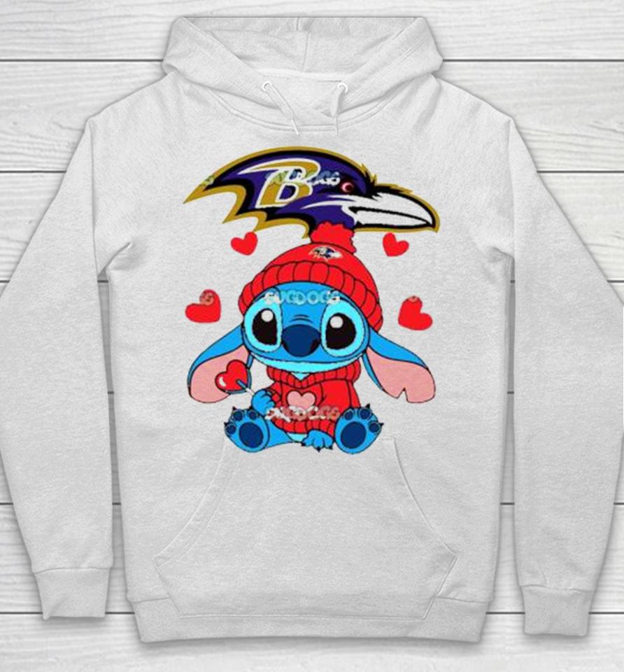 Stitch Valentine Candy Heart Baltimore Ravens Hoodie