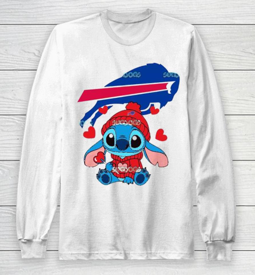 Stitch Valentine Candy Heart Buffalo Bills Long Sleeve T-Shirt
