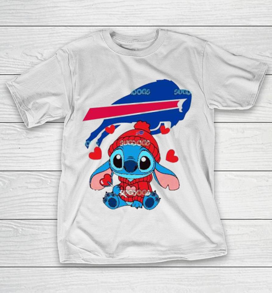 Stitch Valentine Candy Heart Buffalo Bills T-Shirt