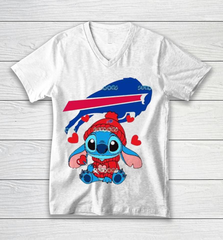 Stitch Valentine Candy Heart Buffalo Bills Unisex V-Neck T-Shirt