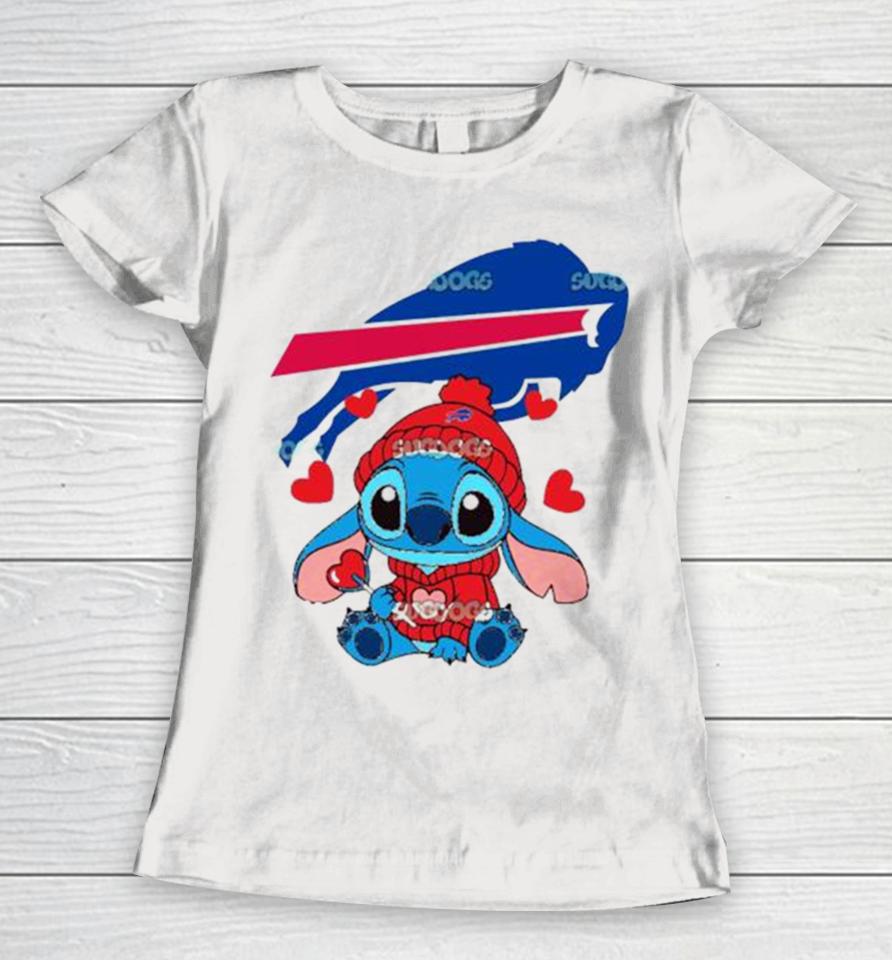 Stitch Valentine Candy Heart Buffalo Bills Women T-Shirt