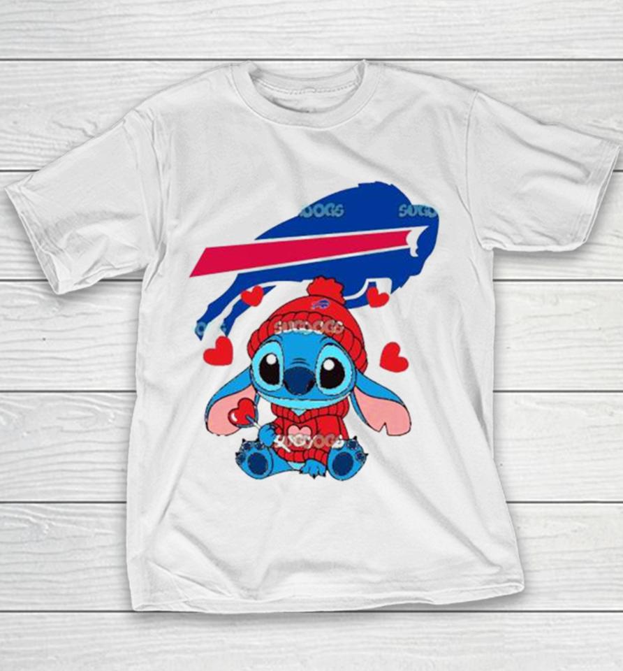 Stitch Valentine Candy Heart Buffalo Bills Youth T-Shirt