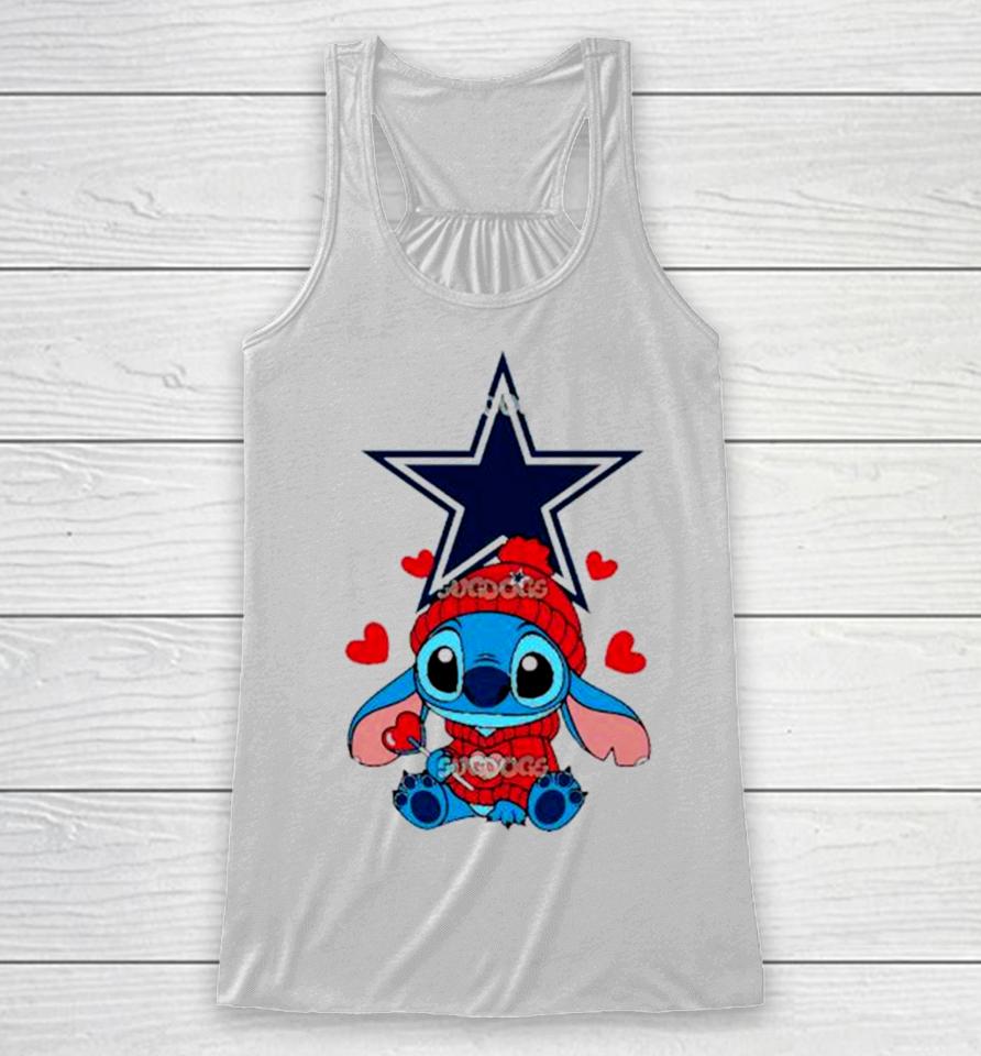 Stitch Valentine Candy Heart Dallas Cowboys Racerback Tank
