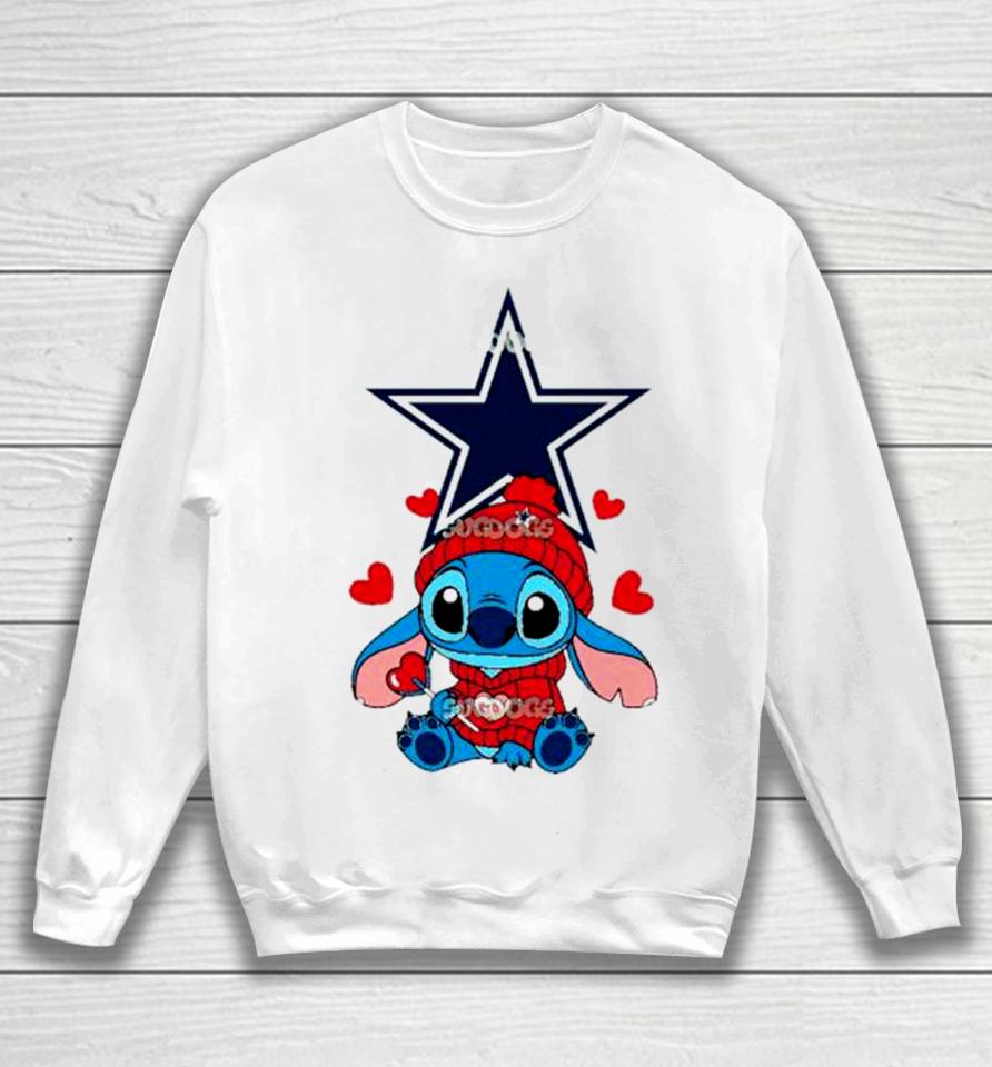 Stitch Valentine Candy Heart Dallas Cowboys Sweatshirt