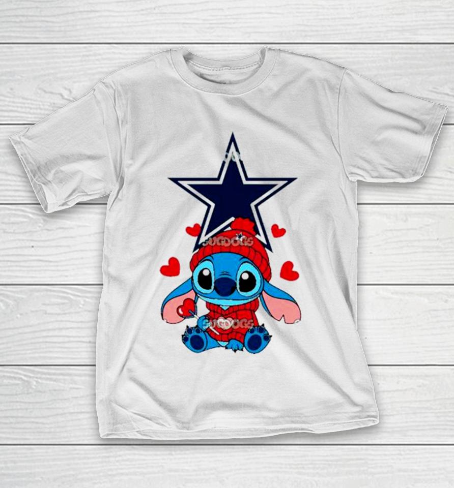 Stitch Valentine Candy Heart Dallas Cowboys T-Shirt