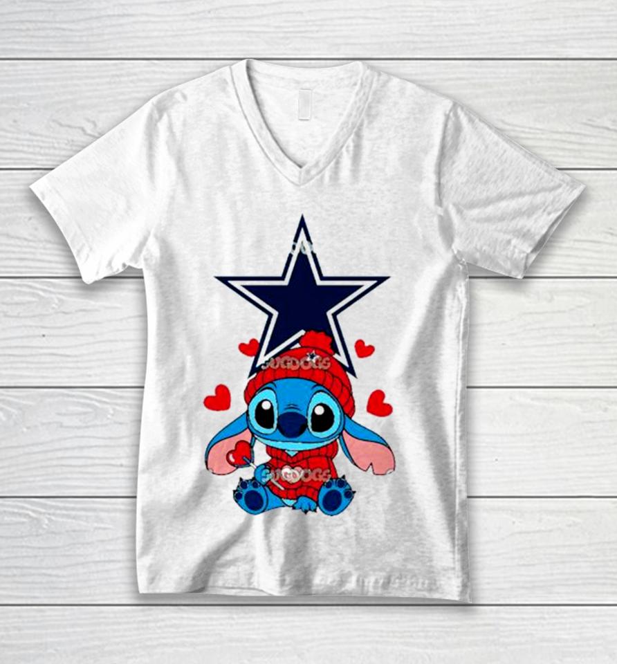 Stitch Valentine Candy Heart Dallas Cowboys Unisex V-Neck T-Shirt