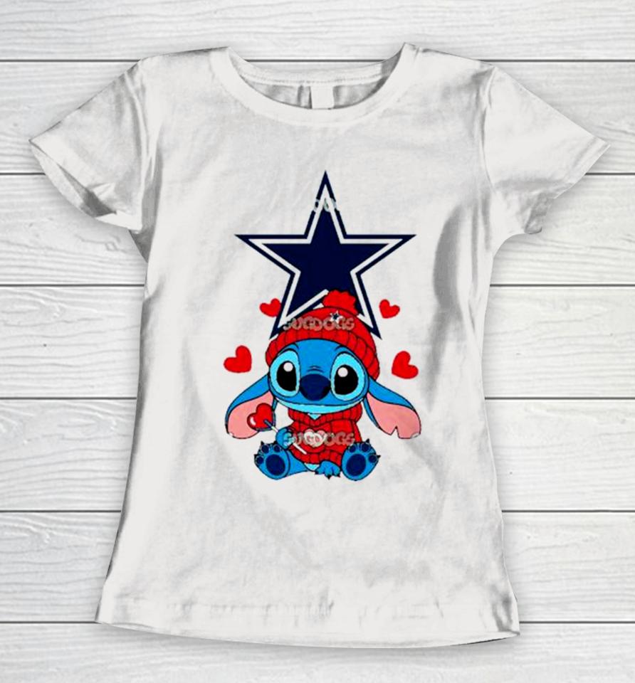 Stitch Valentine Candy Heart Dallas Cowboys Women T-Shirt