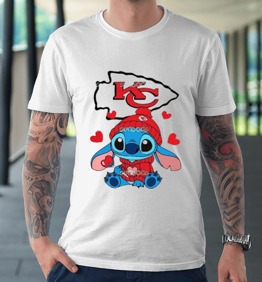 Stitch Valentine Candy Heart Kansas City Chiefs Premium T-Shirt
