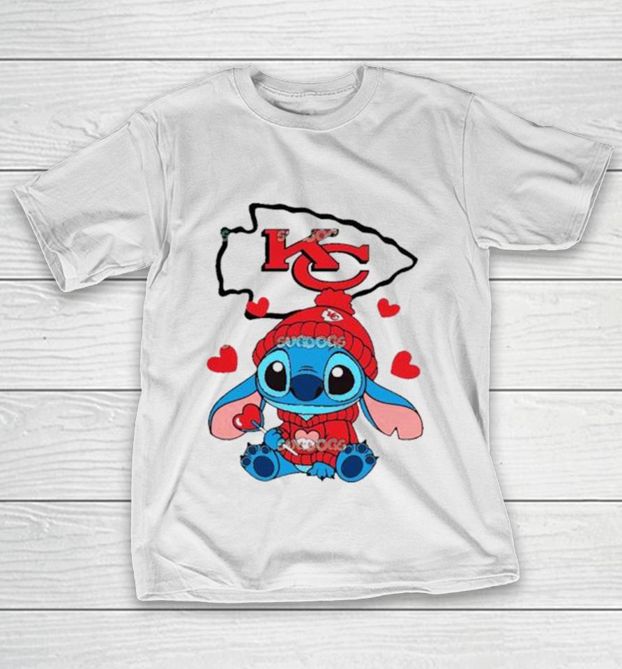 Stitch Valentine Candy Heart Kansas City Chiefs T-Shirt
