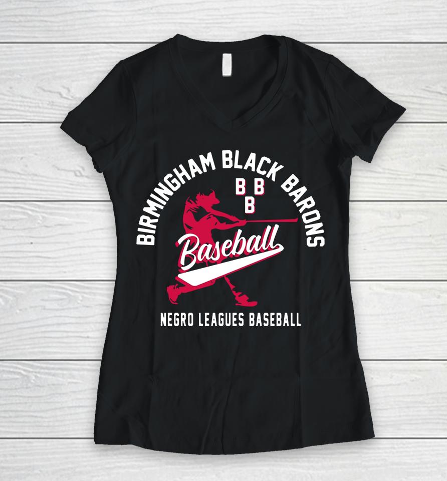 Stitches Black Birmingham Black Barons Women V-Neck T-Shirt