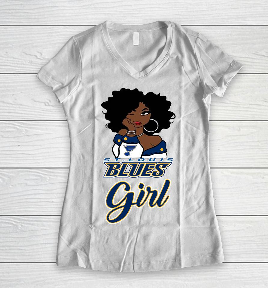St.louis Blues Girl Nhl Women V-Neck T-Shirt