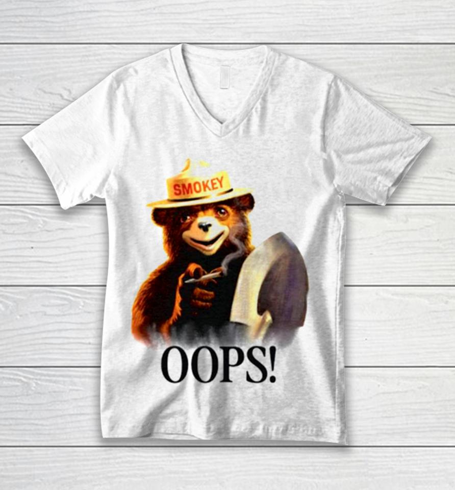 Stoner Smokey Bear Oops Unisex V-Neck T-Shirt