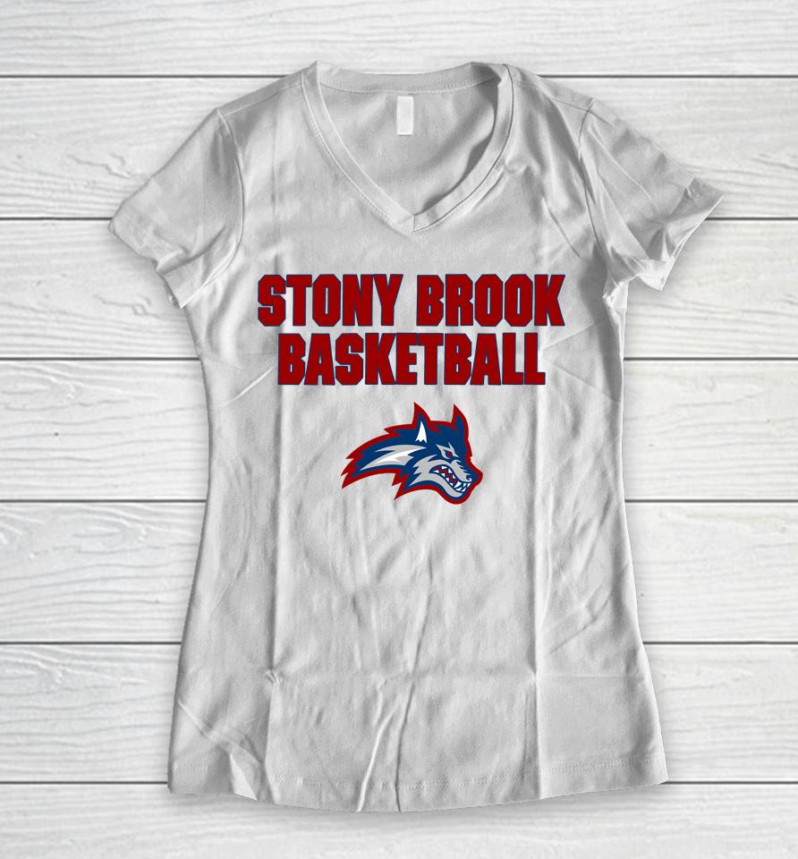 Stony Brook Basketball Women V-Neck T-Shirt