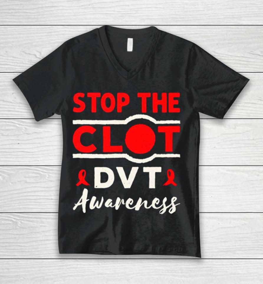 Stop The Clot Dvt Awareness Deep Vein Thrombosis Essential Unisex V-Neck T-Shirt