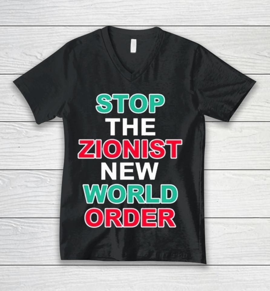 Stop The Zionist New World Order Unisex V-Neck T-Shirt
