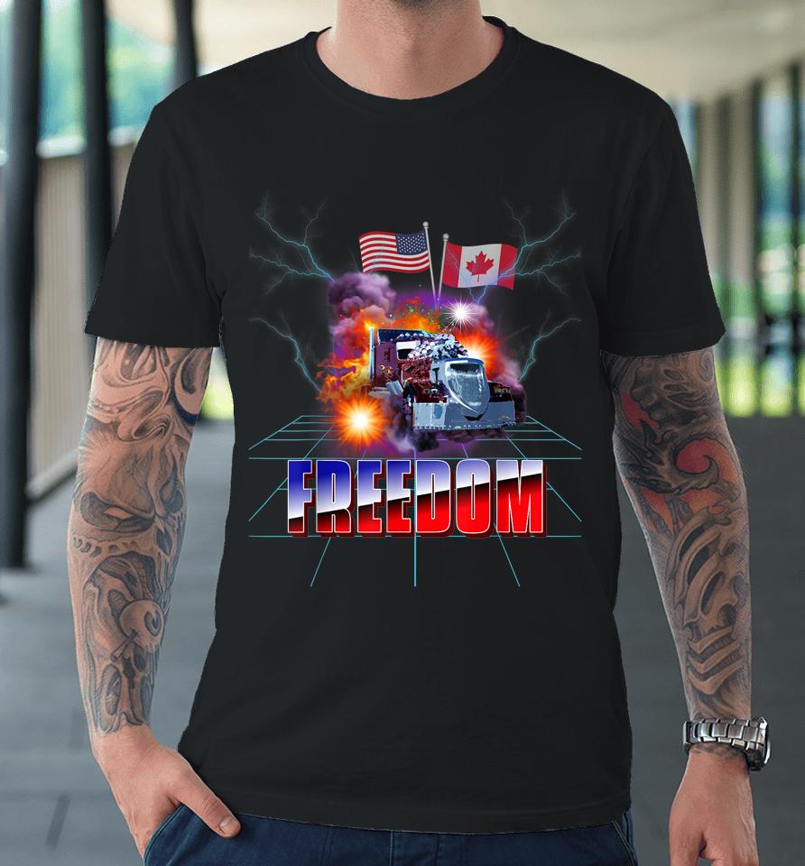 Storm Truck American Usa Canada Flag Freedom Convoy Trucker Premium T-Shirt