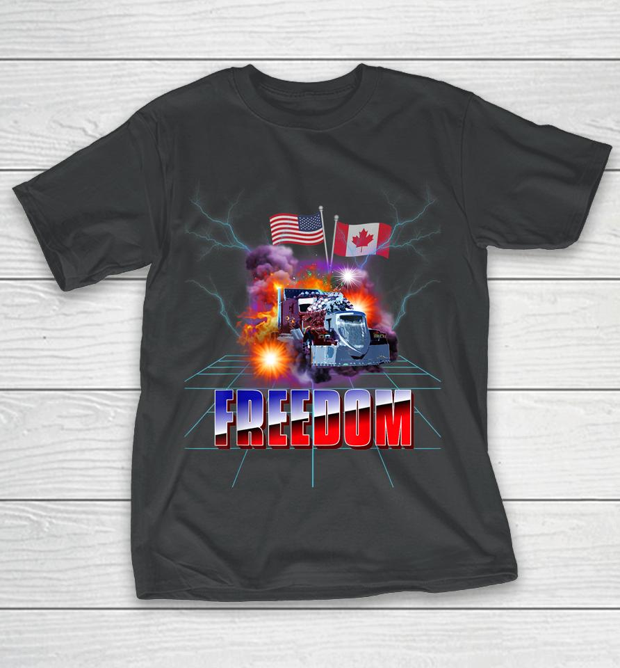 Storm Truck American Usa Canada Flag Freedom Convoy Trucker T-Shirt