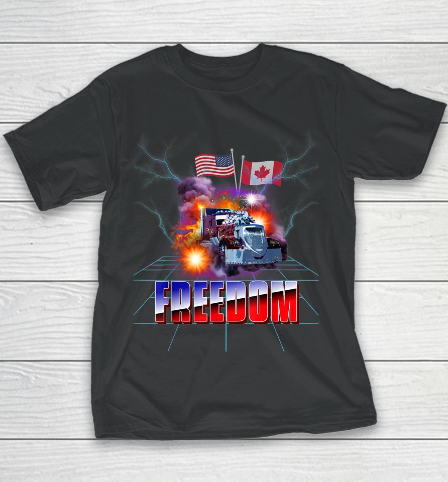 Storm Truck American Usa Canada Flag Freedom Convoy Trucker Youth T-Shirt
