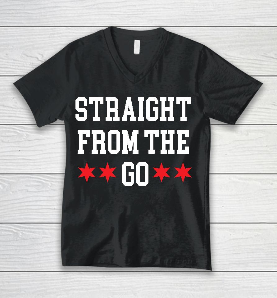 Straight From The Go Chicago Flag Logo Unisex V-Neck T-Shirt