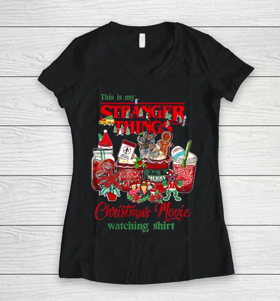 Stranger Things Merry Christmas Demodogs Make Bad Christmas Present Women V-Neck T-Shirt