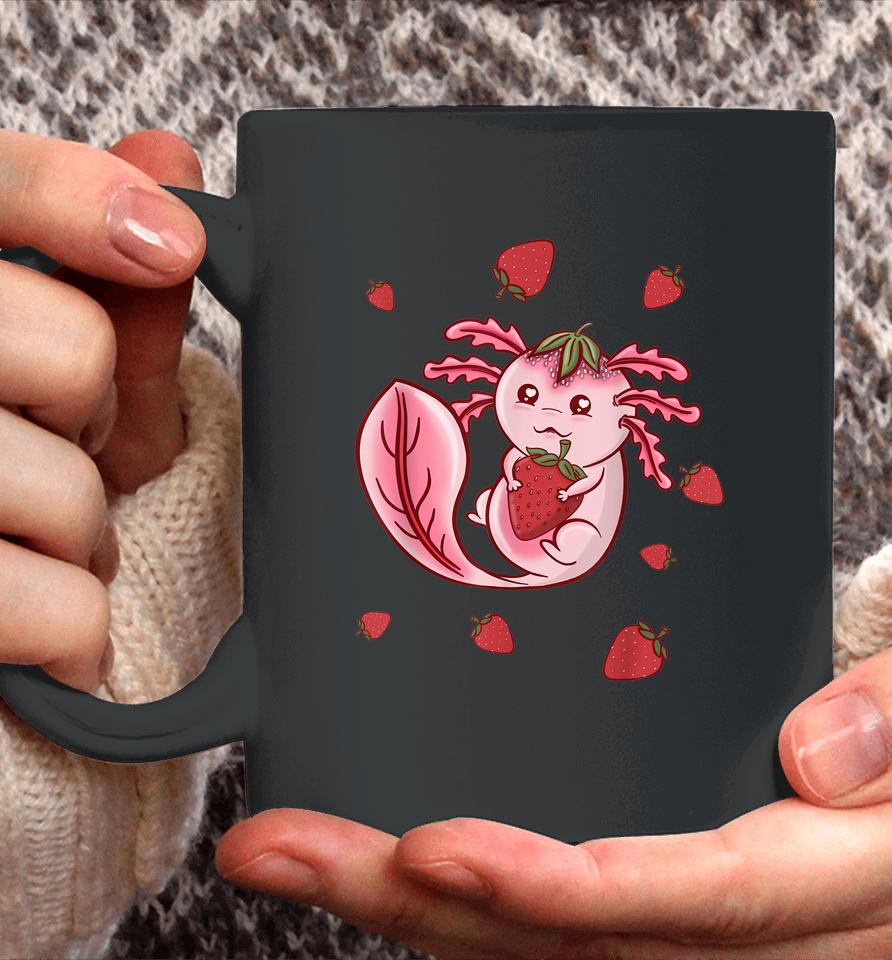 Strawberry Kawaii Axolotl Japanese Anime Manga Cottagecore Coffee Mug