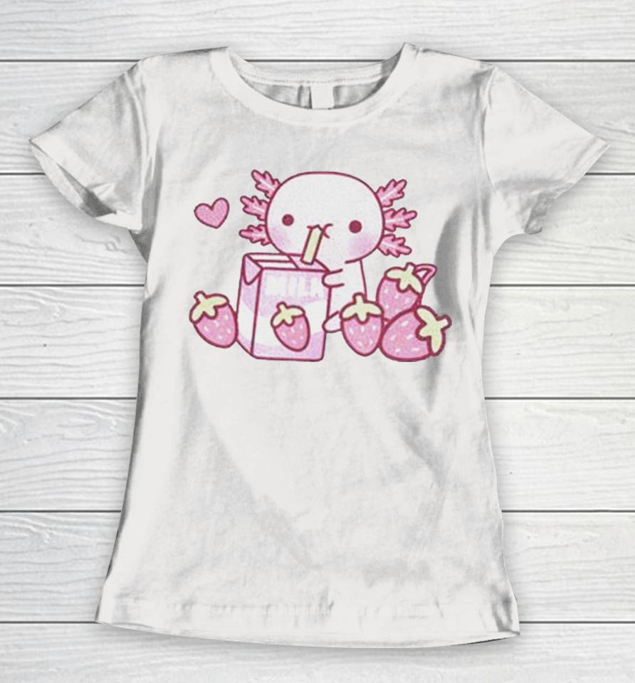 Strawberry Milk Axolotl Women T-Shirt