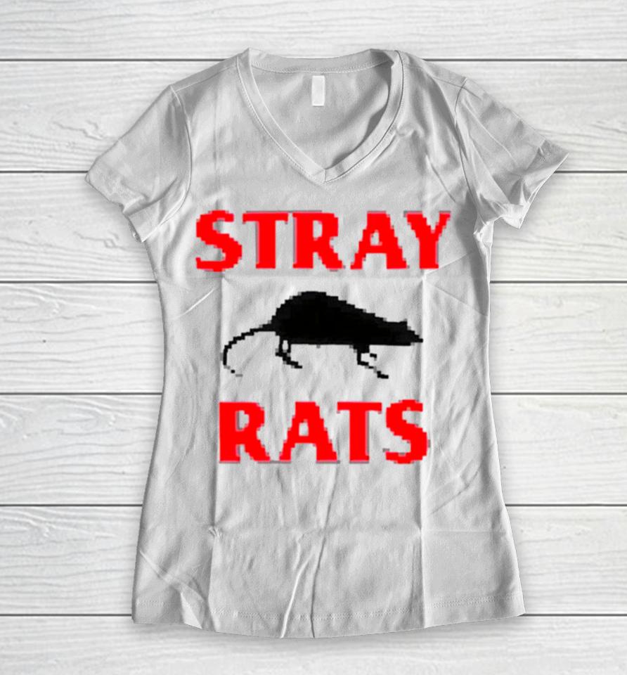 Stray Rats Pixel Rodenticide Women V-Neck T-Shirt