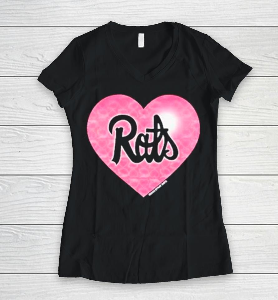 Stray Rats Rat Heart Women V-Neck T-Shirt