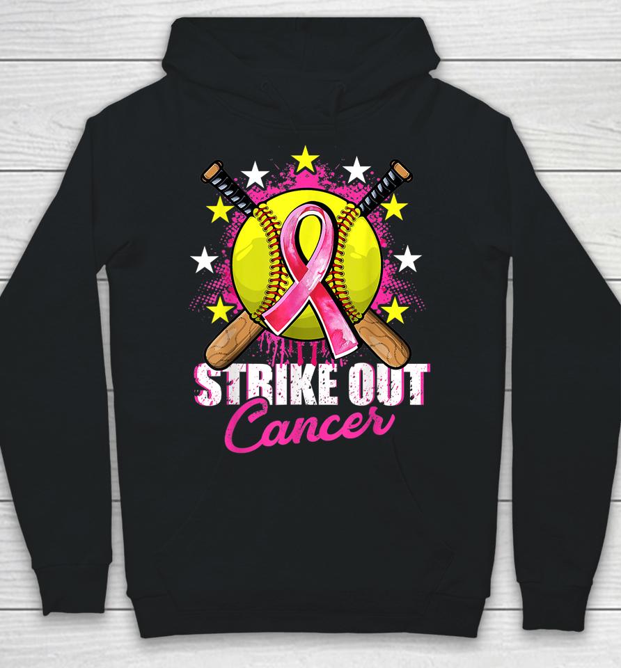 Strike Out Breast Cancer Awareness Day Pink Ribbon Softball Hoodie