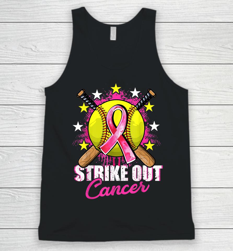 Strike Out Breast Cancer Awareness Day Pink Ribbon Softball Unisex Tank Top
