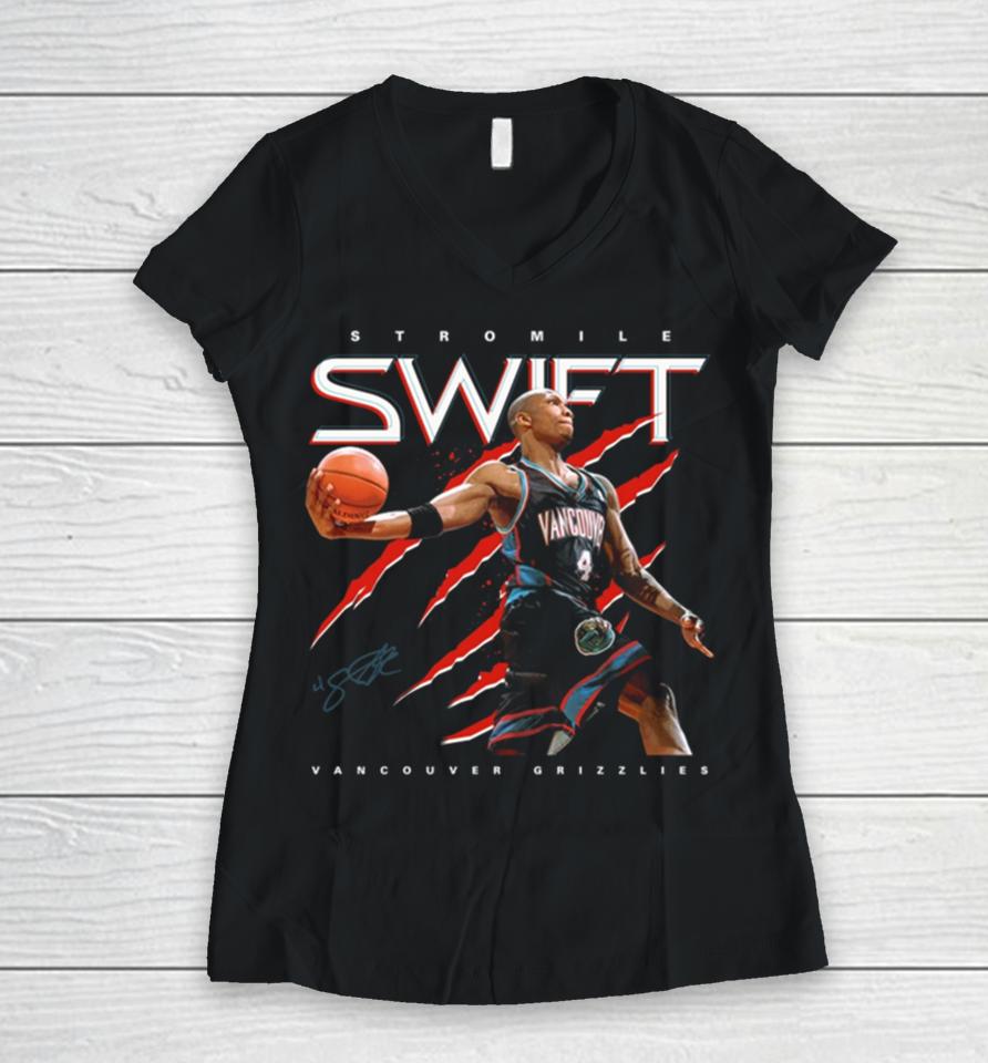Stromile Swift Superstar Signature American Former Professional Basketball Women V-Neck T-Shirt