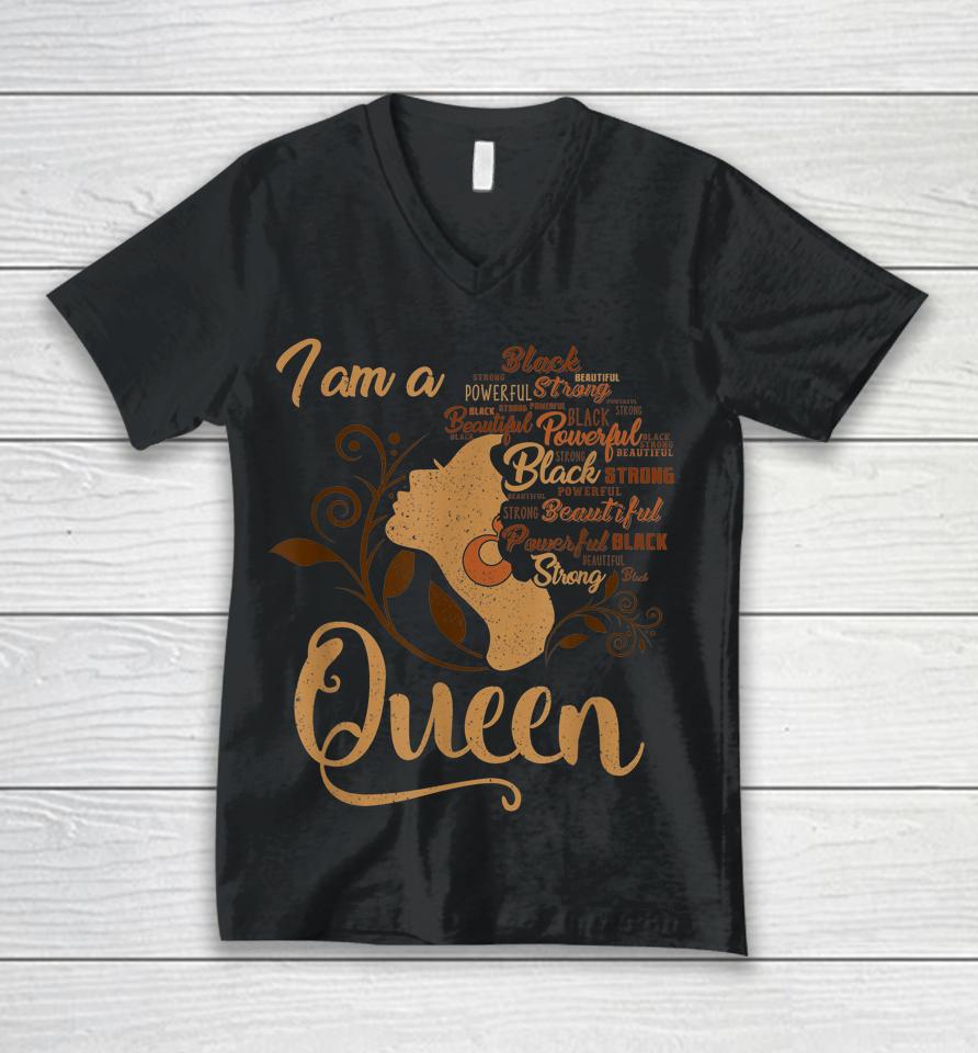 Strong Black I'm A Queen African American Afro Blm Unisex V-Neck T-Shirt