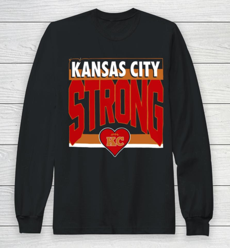 Strong Kansas City Heart Football Long Sleeve T-Shirt