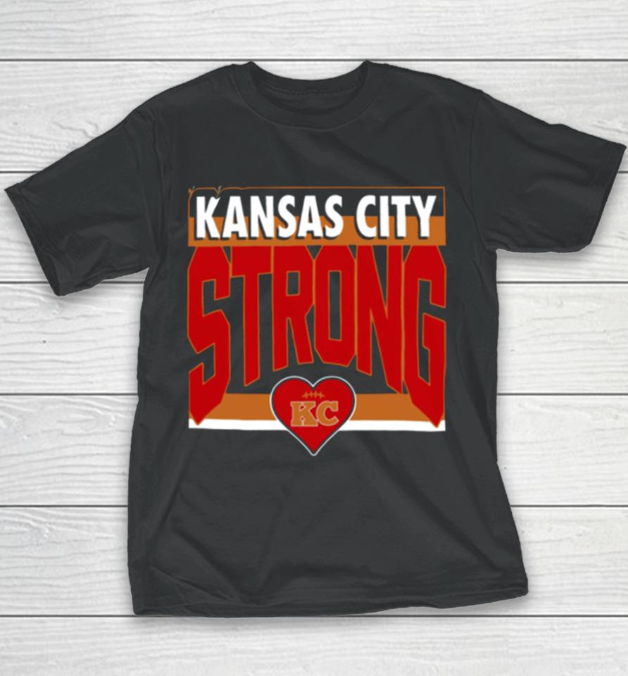 Strong Kansas City Heart Football Youth T-Shirt