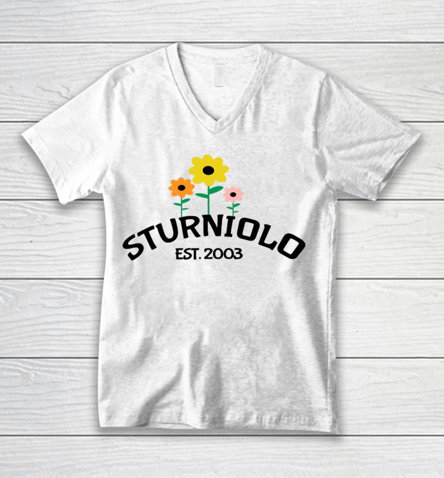 Sturnioloclothing Merch Sturniolo Triplet Flower Est 2023 Unisex V-Neck T-Shirt