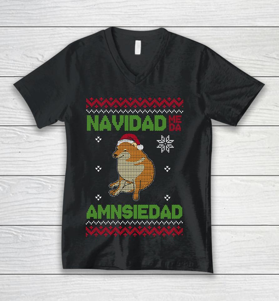 Sudadera Estilo Ugly Cheems Navidad Unisex V-Neck T-Shirt