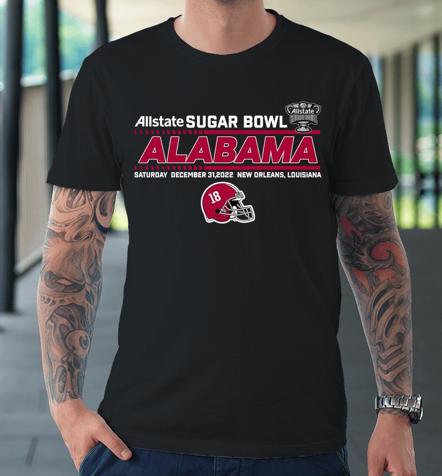 Sugar Bowl 2022 Alabama Team Helmet Fleece Allstate Sugar Bowl Fan Shop Premium T-Shirt