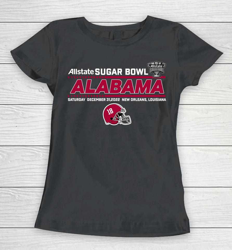 Sugar Bowl 2022 Alabama Team Helmet Fleece Allstate Sugar Bowl Fan Shop Women T-Shirt