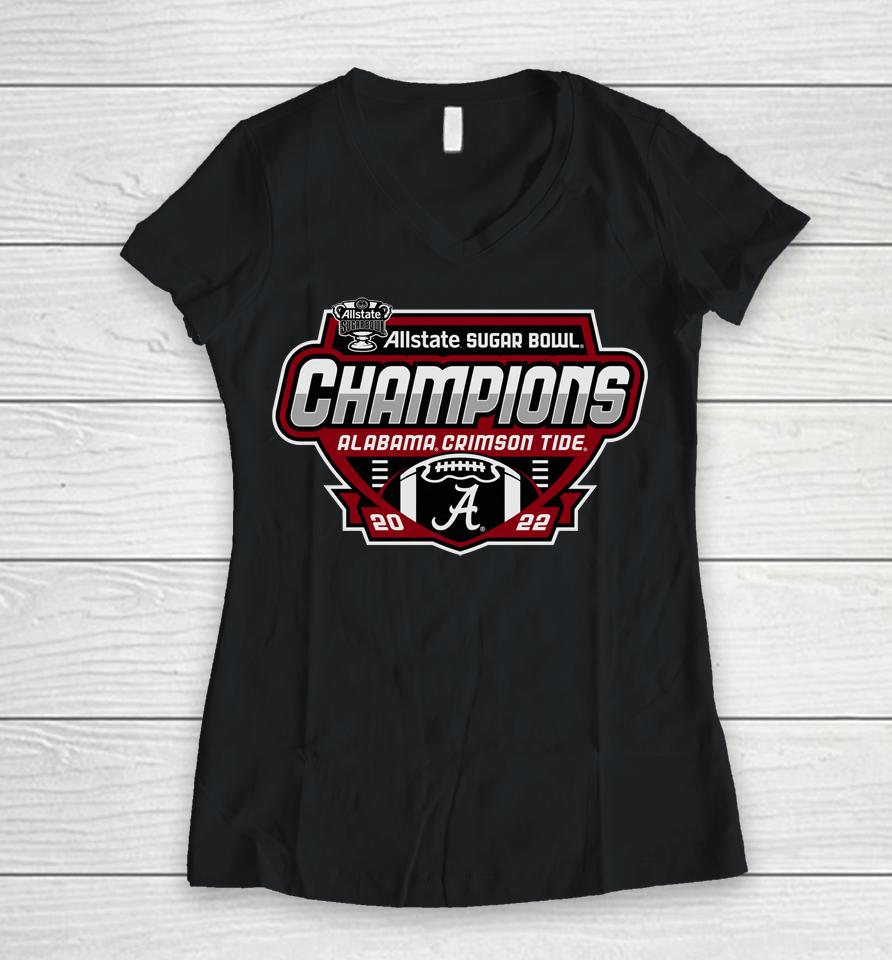 Sugar Bowl Alabama Champs Shield Women V-Neck T-Shirt