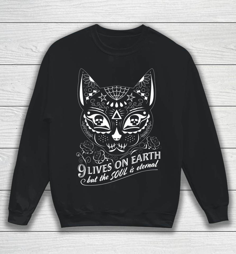 Sugar Skull Cat Halloween Day Of The Dead Dia De Los Muertos Sweatshirt