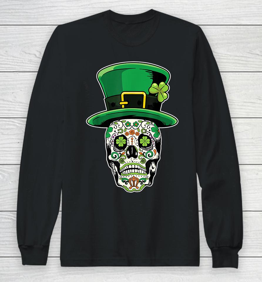 Sugar Skull Saint Patricks Day Of Dead Long Sleeve T-Shirt