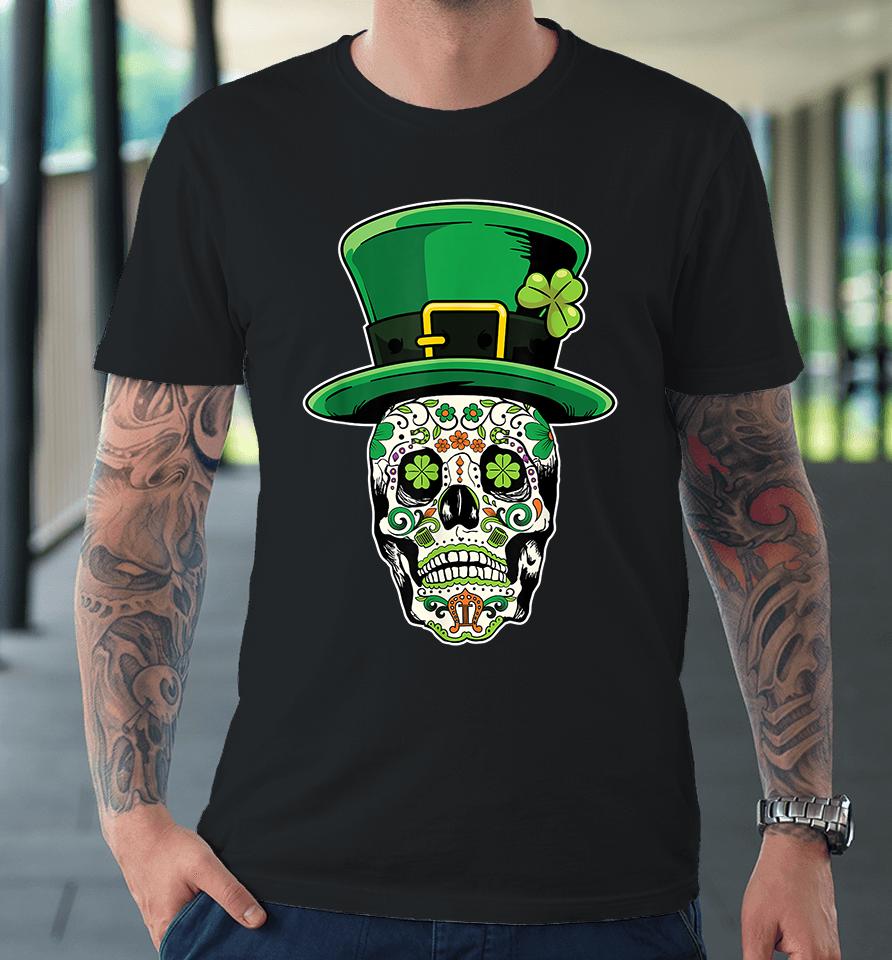 Sugar Skull Saint Patricks Day Of Dead Premium T-Shirt