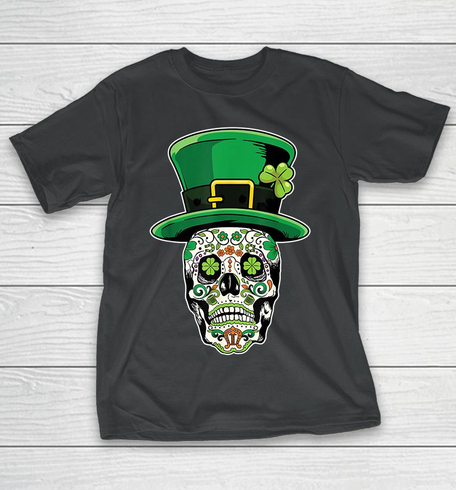 Sugar Skull Saint Patricks Day Of Dead T-Shirt