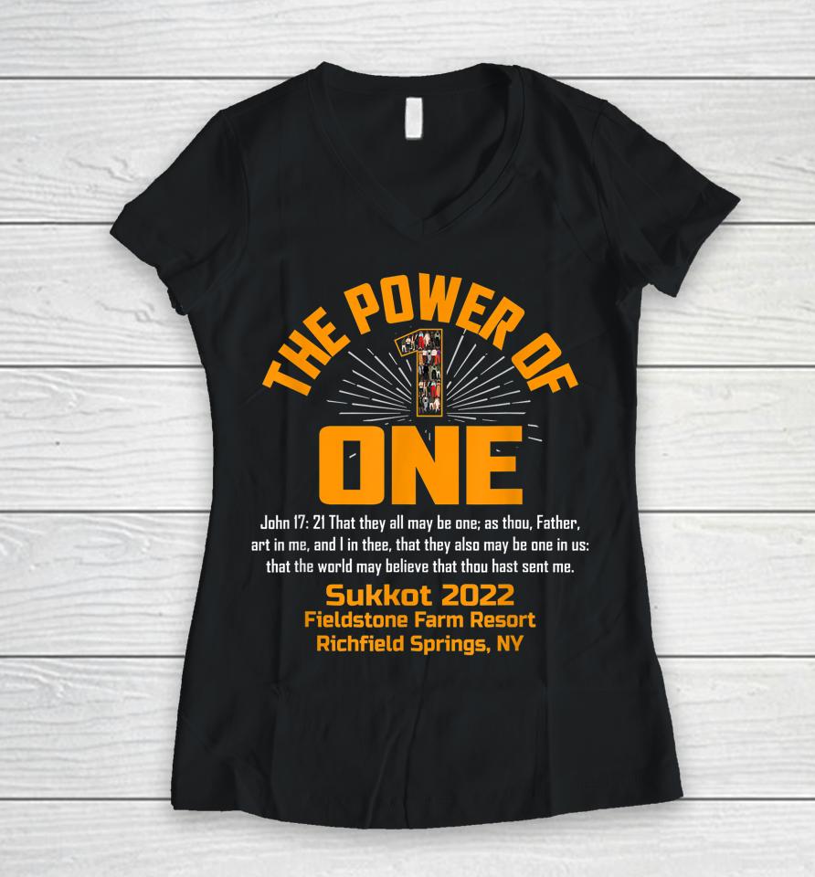 Sukkot 2022 The Power Of One Women V-Neck T-Shirt